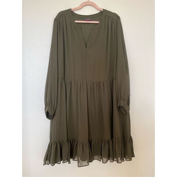 Vince Camuto Plus Size Long-Sleeve Split-Neck Dress NEW - Picture 4 of 9